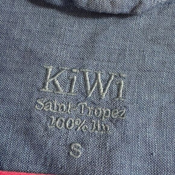 Kiwi saint tropez Dress Womens Sz Small linen shirt popover Woven champery Blue - Picture 5 of 11